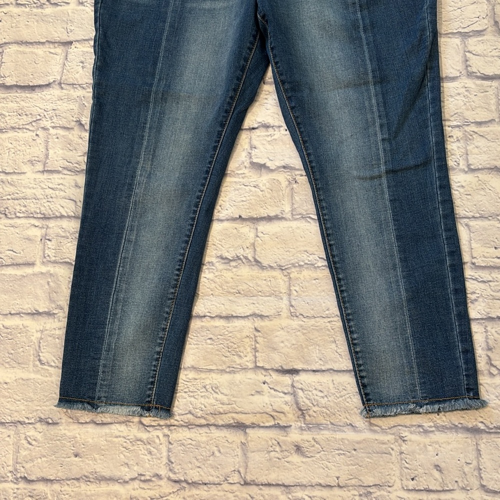 a.n.a Front Seam Skinny Raw Hem Cropped Denim Blue Jeans Plus Size 16 - Picture 5 of 11